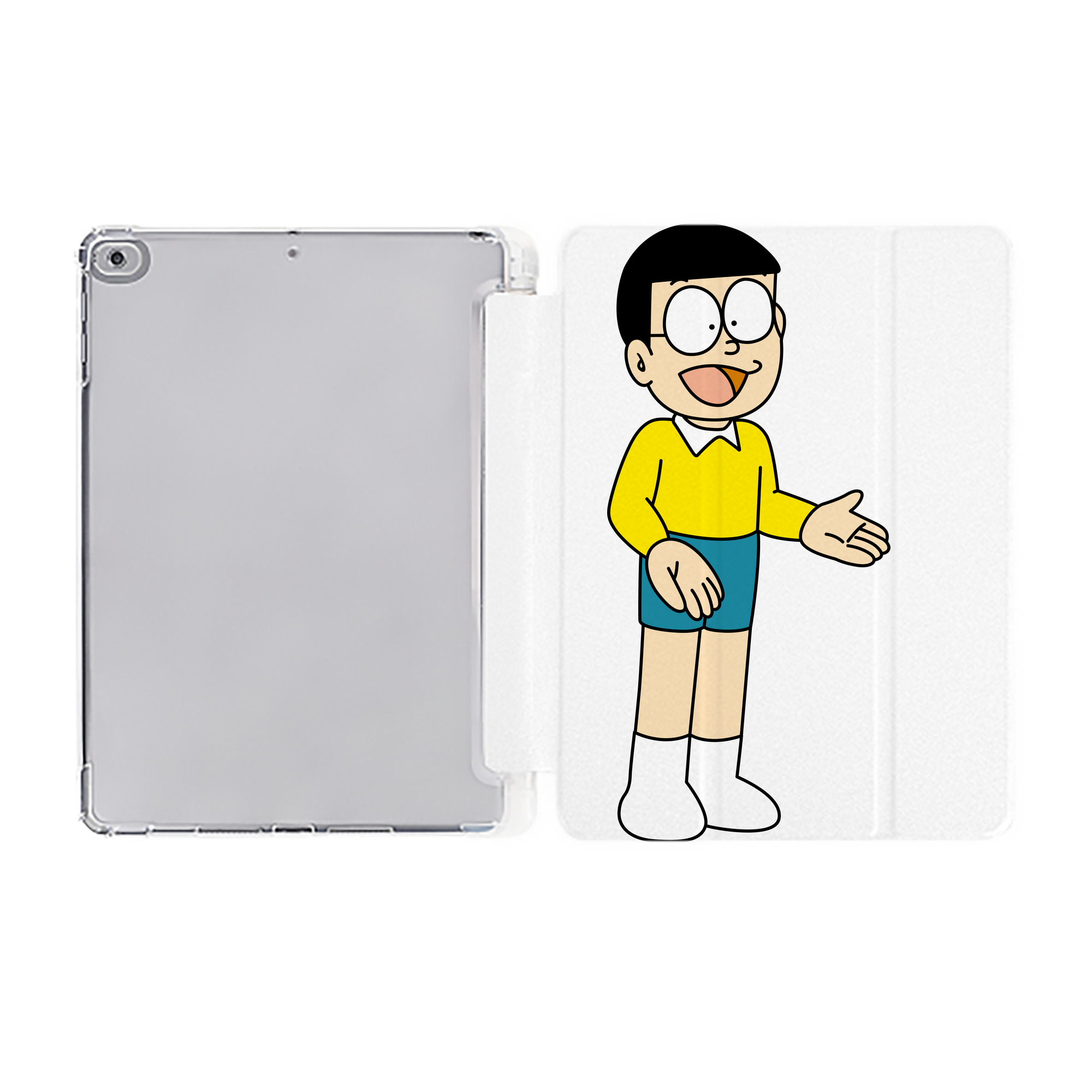 （画像用） ドラえもん 野比 のび太 Doraemon Nobita Nobi IPad ケース ペン収納付き 三つ折りスタンド PUレザー×シリコン 対応機種9.5/10.5/10.9インチ